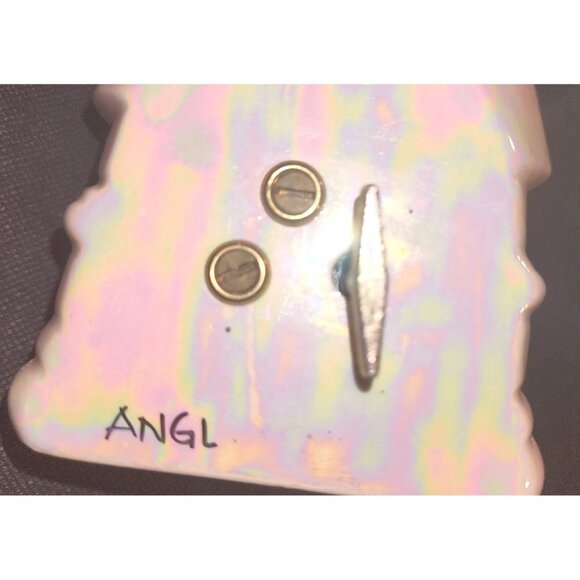 Ceramic Iridescent Angel Figurine With Music Box Vintage - Picture 8 of 9